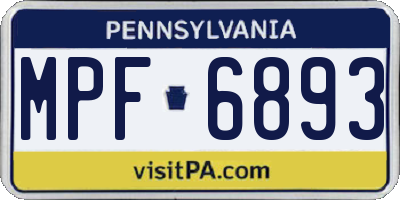 PA license plate MPF6893