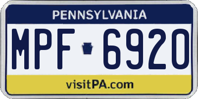 PA license plate MPF6920