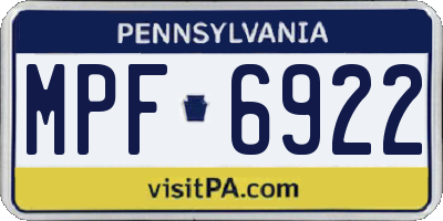PA license plate MPF6922