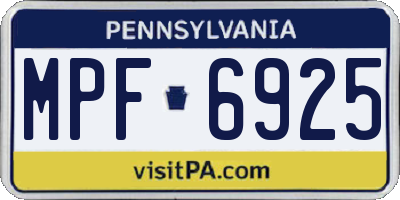 PA license plate MPF6925