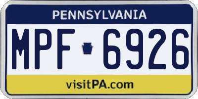 PA license plate MPF6926
