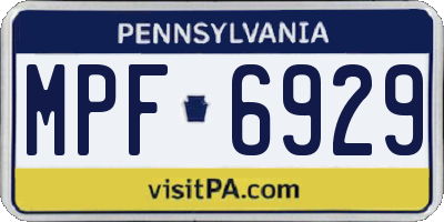PA license plate MPF6929