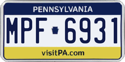 PA license plate MPF6931