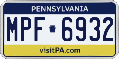 PA license plate MPF6932