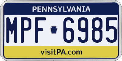PA license plate MPF6985