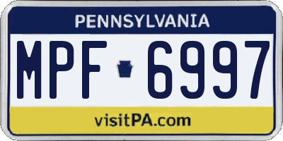 PA license plate MPF6997