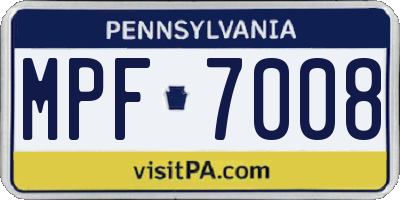 PA license plate MPF7008