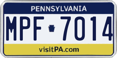 PA license plate MPF7014