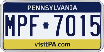 PA license plate MPF7015