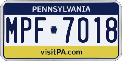 PA license plate MPF7018