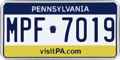 PA license plate MPF7019