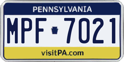 PA license plate MPF7021
