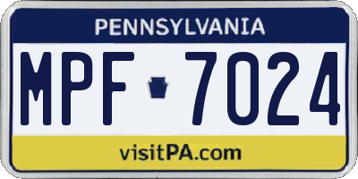 PA license plate MPF7024