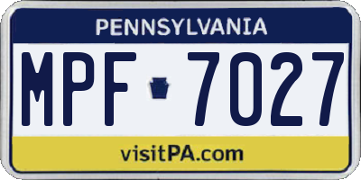 PA license plate MPF7027