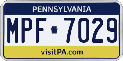 PA license plate MPF7029