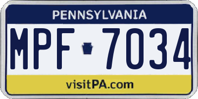 PA license plate MPF7034