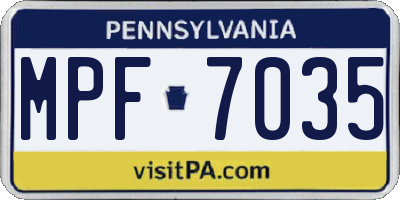 PA license plate MPF7035