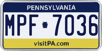 PA license plate MPF7036