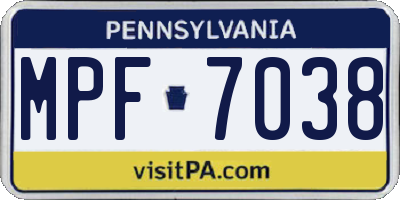 PA license plate MPF7038