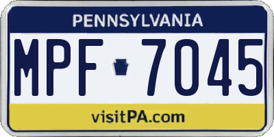 PA license plate MPF7045