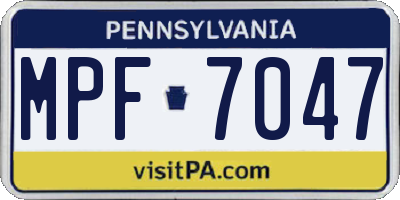 PA license plate MPF7047