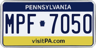 PA license plate MPF7050