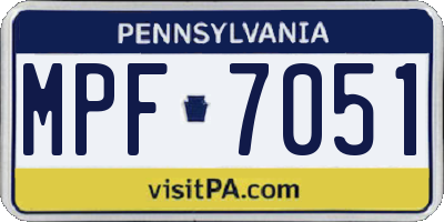 PA license plate MPF7051