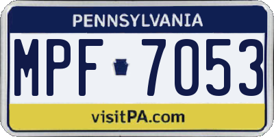 PA license plate MPF7053