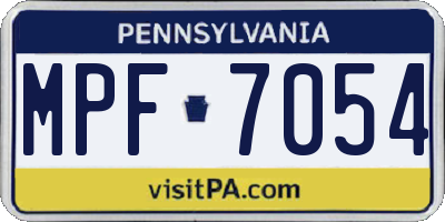 PA license plate MPF7054
