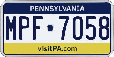 PA license plate MPF7058