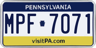 PA license plate MPF7071