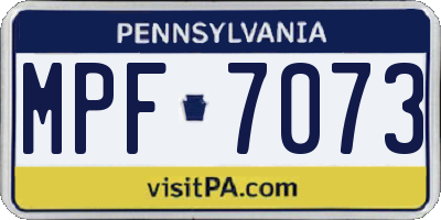 PA license plate MPF7073