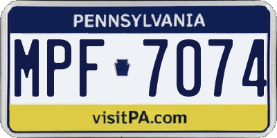 PA license plate MPF7074