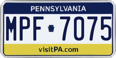 PA license plate MPF7075