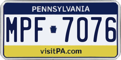 PA license plate MPF7076
