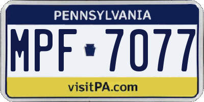 PA license plate MPF7077