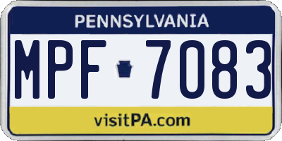 PA license plate MPF7083