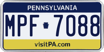 PA license plate MPF7088