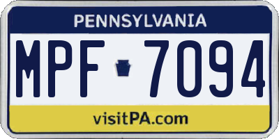 PA license plate MPF7094