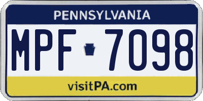 PA license plate MPF7098