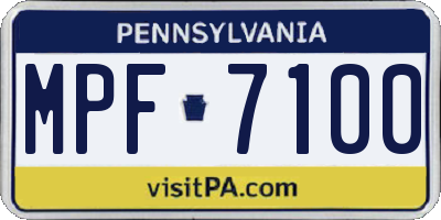 PA license plate MPF7100