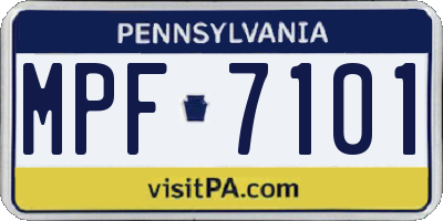 PA license plate MPF7101