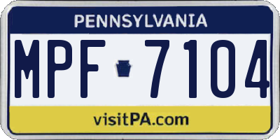 PA license plate MPF7104
