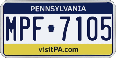 PA license plate MPF7105
