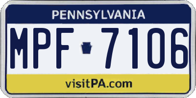 PA license plate MPF7106