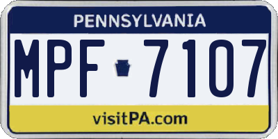 PA license plate MPF7107