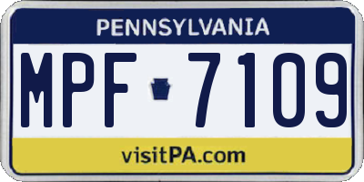 PA license plate MPF7109