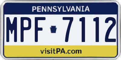 PA license plate MPF7112