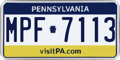 PA license plate MPF7113