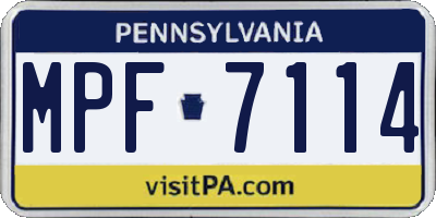 PA license plate MPF7114